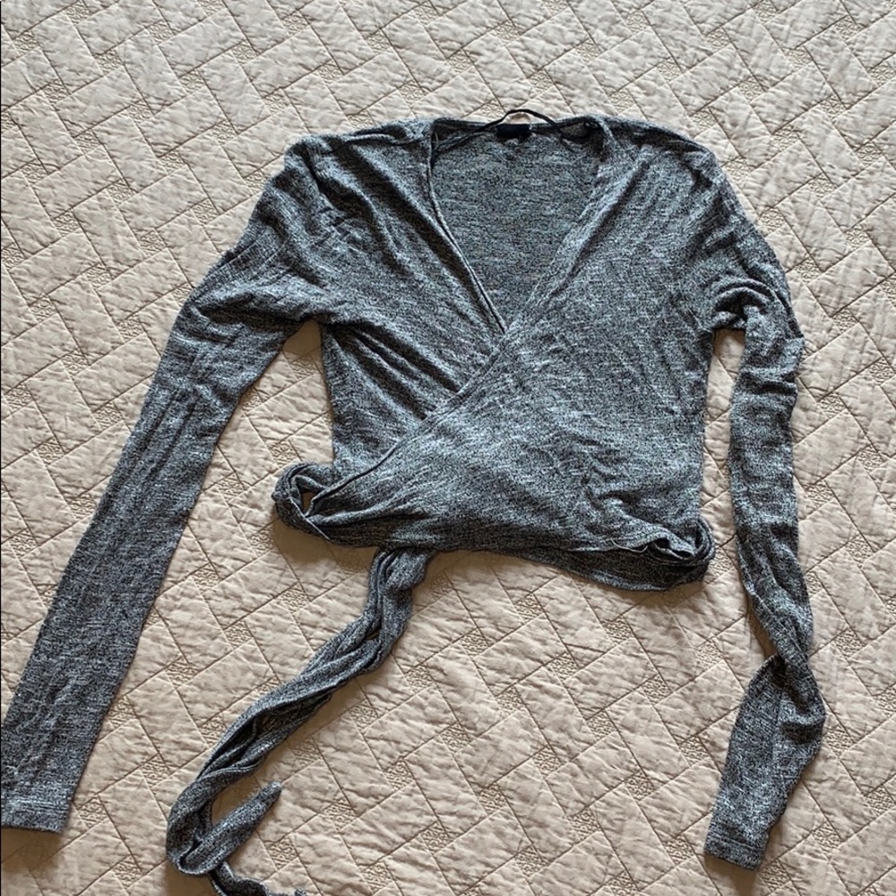 Grey cropped wrap around top